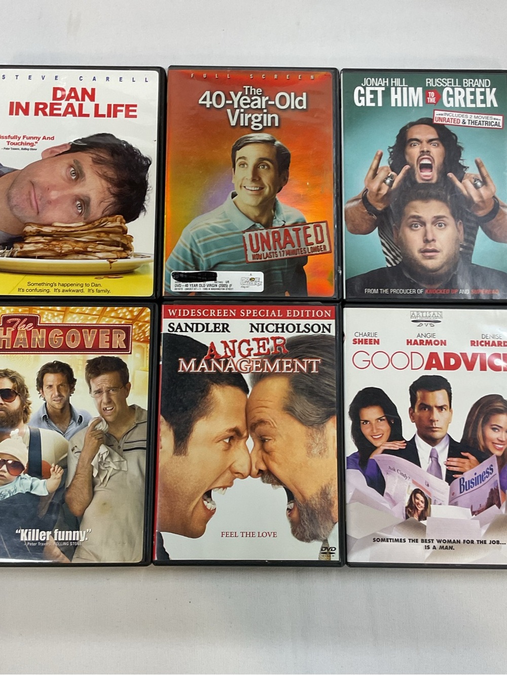 (6x DVD Bundle) Dan Real Life 40 Year Virgin Get Greek Hangover Anger Management